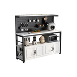 有孔ボード　オープン収納　扉付き収納　分類収納　スチールフレーム　安定性　フック　アジャスター　キッチンラック　作業台　収納ラック　機能的　カスタマイズ可能　SNZ-M075