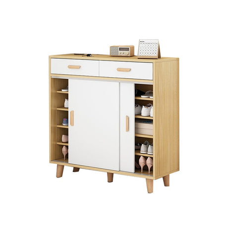 シューズボックス　コンパクト　靴　靴箱　収納　下駄箱　便利　玄関用　玄関収納　引き違い戸　引き出し付き　可動棚板　スライドレール　ウォールナット　XG-M087　metamall