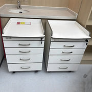 医療用ワゴン　医療用キャビネット　ドクターキャビネット　歯科用ワゴン　キャスター付き　錠付き　スライドレール　道具トイレ付き　ホワイト　カスタマイズ可能　metamall