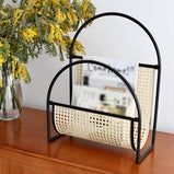 マガジンラック   収納ラック 雑誌ラック　PEラタン　アイアン アーチ型  収納　ブックスタンド　アーチデザイン　高級感　ナチュラル　ZZJ-M009