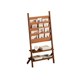 マガジンラック　本棚　収納棚　収納ラック　雑誌ラック　天然木　合成レザー　収納スペース　安定感　耐久性　ナチュラル　ZZJ-M013