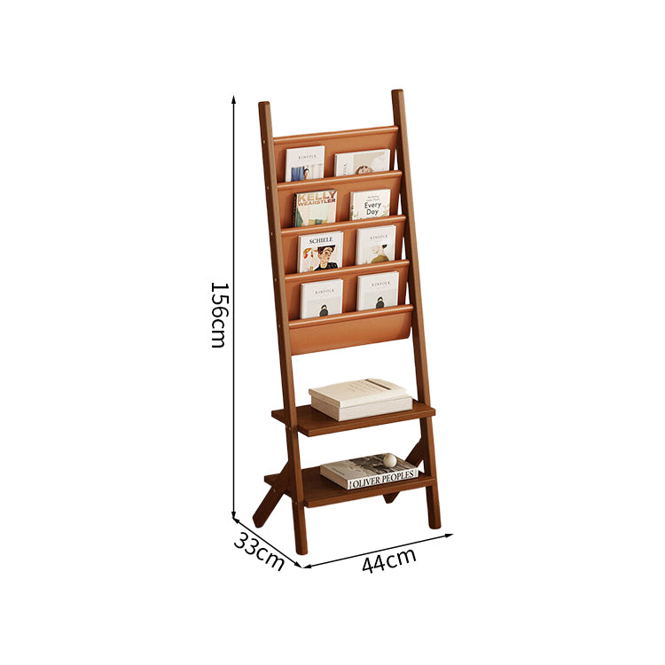 マガジンラック　本棚　収納棚　収納ラック　雑誌ラック　天然木　合成レザー　収納スペース　安定感　耐久性　ナチュラル　ZZJ-M013