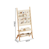 マガジンラック　本棚　収納棚　収納ラック　雑誌ラック　天然木　合成レザー　収納スペース　安定感　耐久性　ナチュラル　ZZJ-M013