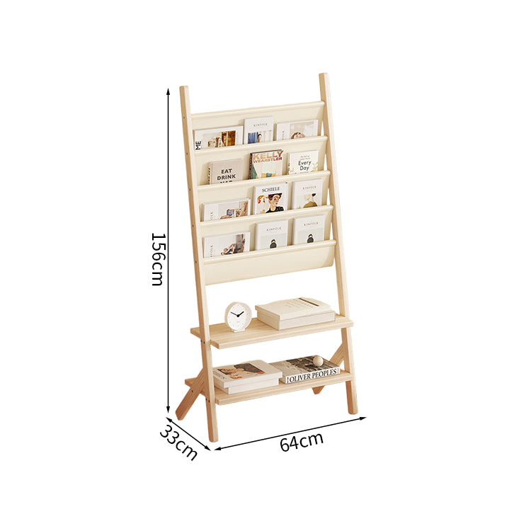 マガジンラック　本棚　収納棚　収納ラック　雑誌ラック　天然木　合成レザー　収納スペース　安定感　耐久性　ナチュラル　ZZJ-M013