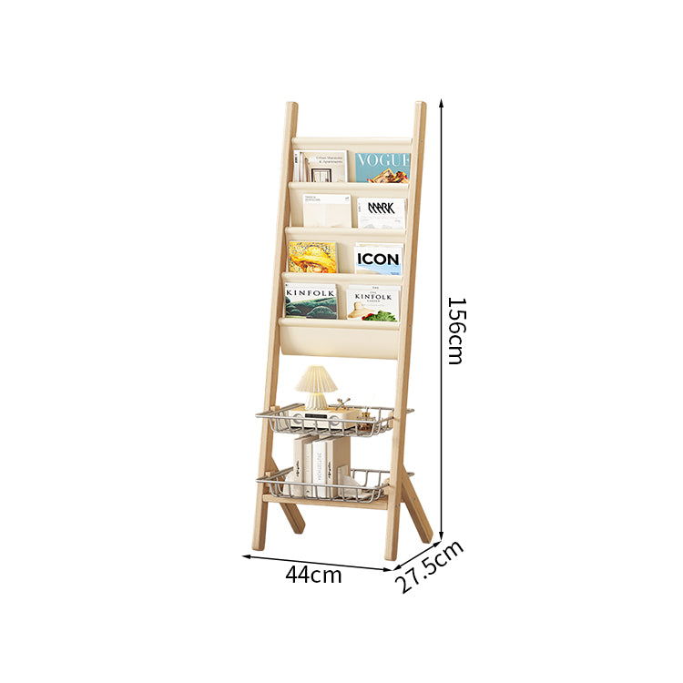マガジンラック　本棚　収納棚　収納ラック　雑誌ラック　天然木　合成レザー　収納スペース　安定感　耐久性　ナチュラル　ZZJ-M013