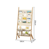 マガジンラック　本棚　収納棚　収納ラック　雑誌ラック　天然木　合成レザー　収納スペース　安定感　耐久性　ナチュラル　ZZJ-M013