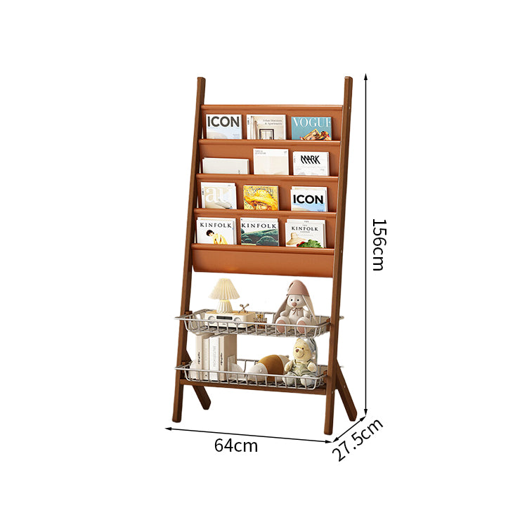 マガジンラック　本棚　収納棚　収納ラック　雑誌ラック　天然木　合成レザー　収納スペース　安定感　耐久性　ナチュラル　ZZJ-M013