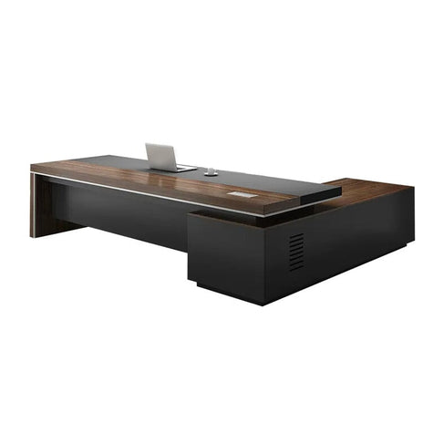 エグゼクティブデスク　 重役デスク　ワークデスク　L字デスク　配線ボックス付き　木目調　幕板付き　排気口付き　重厚感　ウォールナット　カスタマイズ可能　LBZ-K-038