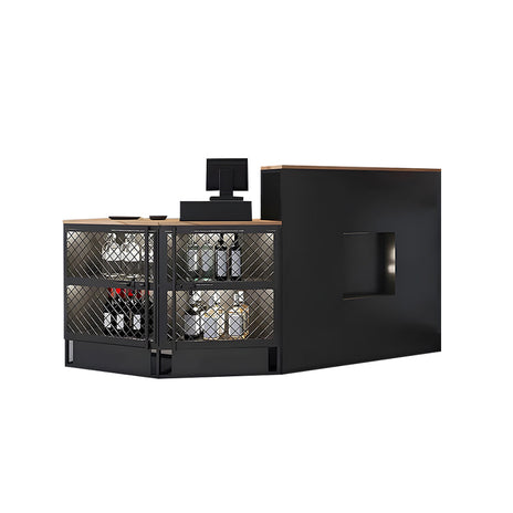 受付カウンター　カウンター 木目調　レジカウンター　カウンター　インダストリアルインテリア　錠付き　引出し付き　ブラック　カスタマイズ可能　JDT-M-131