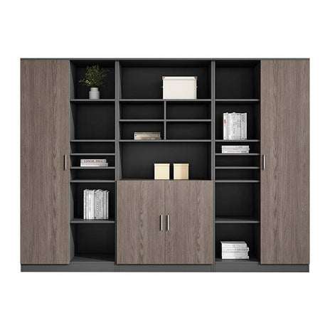 収納キャビネット　落ち着き　オフィスキャビネット　オフィス整理棚　分類収納　扉付き収納　オープン収納　エコ素材　おしゃれ　ブラック　グレー　CWG-M-098