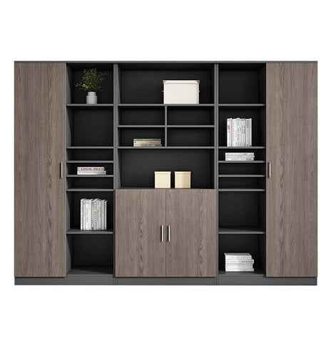 収納キャビネット　落ち着き　オフィスキャビネット　オフィス整理棚　分類収納　扉付き収納　オープン収納　エコ素材　おしゃれ　ブラック　グレー　CWG-M-098