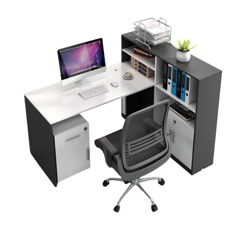 職場 デスク 棚　サイドラック　多人数対応　サイドワゴン　メラミン化粧板　シリンダー錠　錠付き　配線孔　長持ちしやすい　ホワイト　BGZ-M011