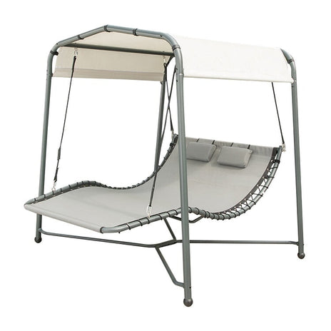 ハンモック　ルーフ　屋根　シェード　日よけ　サンシェード　アウトドア　ガーデン家具　ポリエステル生地　耐候性　焼付塗装　強化ナイロンバンド　スチール　グレー　HWYZ-M009