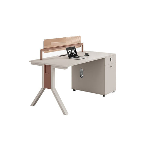 オフィスデスク　スチール脚　メラミン化粧板　サイドキャビネット　USB接続冷却ファン　ダイヤル錠　デスクトップパネル　配線ダクト　両面タイプコンセント　ベージュ　カスタマイズ可能　metamall