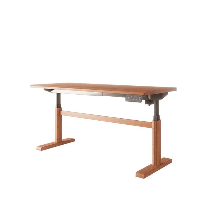 電動昇降オフィスデスク　在宅ワーク作業台　書斎テレワーク机　炭素鋼昇降柱　木目化粧天板　収納引き出し　木巻き幅厚安定脚　ナチュラル木質風　ウォールナット木目色　カスタマイズ可能　BGZ-M108