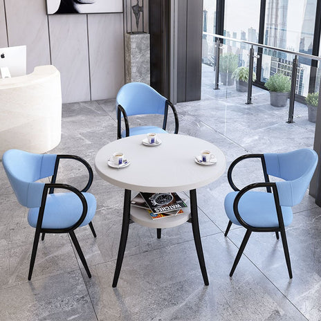 応接テーブル　収納付き丸テーブル　チェアセット　応接セット　オフィステーブル　カラフルチェア（ブラック+グレー、ホワイト+ブルー、グレー+グレー   80*80cm）　JDZH-K-002-04-kc