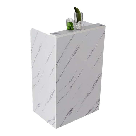 受付カウンター　収納　受付台　レジカウンター　マーブル模様　鍵付き　シリンダー錠　引出し付き　分類収納　シンプル　ホワイト　JDT-M-123