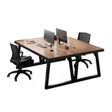 幅広　スチールフレーム　台形　横フレーム　厚い天板　エッジ加工　デスク　オフィスデスク　パソコンデスク　木目調　上質　ミニマル　BGZ-C076