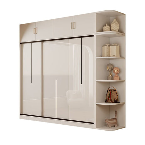 大容量　多目的　分類収納　上置き収納　サイド収納棚　引き戸　頑丈　耐久性　クローゼット　ワードローブ　壁面収納　物干し竿　洗練　すっきり　ホワイト　YG-C002　metamall