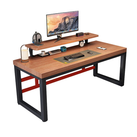 デスク　インドア　室内　パソコンデスク　天然木　広い天板　分厚い　モニター置き棚　炭素鋼フレーム　頑丈　口字型　安定性　落ち着き　重厚感　カスタマイズ可能　SNZ-C040-kc