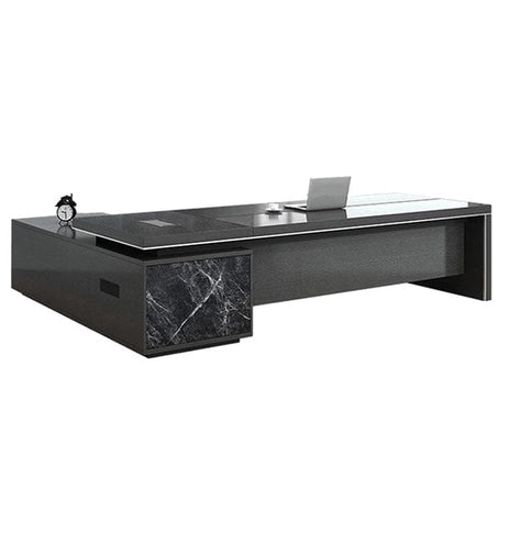 配線ボークス　PC用通気口　大容量収納　エグゼクティブデスク　役員デスク　社長机　事務机　ワークデスク　収納棚　マーブル模様　おしゃれ　ブラック　LBZ-C132