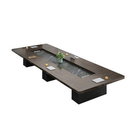 重厚　厚い天板　配線ボックス　Ｒ仕上げ　安定した構造　テーブル　会議テーブル　ミーティング　落ち着き　耐久性　格調　カスタマイズ可能　HYZ-C042-kc