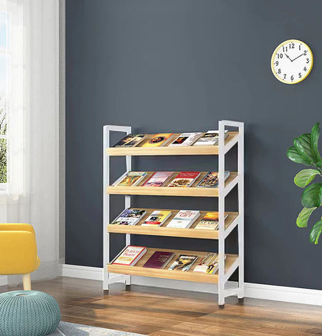 オフィス収納ラック　マガジンラック パンフレットスタンド オフィス収納 収納ラック 雑誌ラック 木製（4段式、6段式）　ZZJ-M-008-Kc