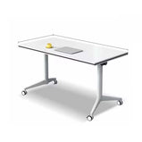 会議テーブル　オフィスデスク　長方形テーブル　回転可能　キャスター付き　バックル付き　シンプル　ホワイト　HYZ-070