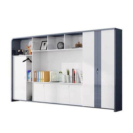 キャビネット　本棚　木製書庫木製キャビネット　大容量収納スペース　焼付塗装　北欧　シンプル　ホワイト　CWG-M-029