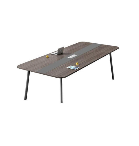 会議用テーブル　オフィスデスク　長方形テーブル　木目調　配線穴付き　ブラック　カスタマイズ可能　HYZ-M-021