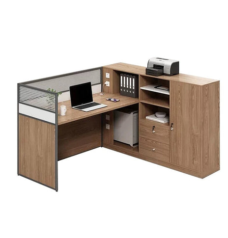 オフィス デスク 収納　ワークテーブル　事務机　木目調　引出し付き　錠付き　PC収納トレイ　サイドキャビネット　シンプル　ホワイト　カスタマイズ可能　BGZ-M-127　metamall