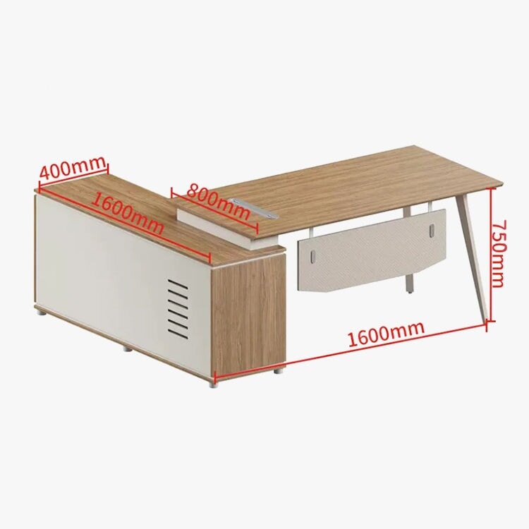 役員用デスク　大容量収納　社長机　社長デスク　重役デスク　エグゼクティブデスク　L字デスク　木目調　大容量収納　通気孔付き　配線ボックス付き　幕板付き　ナチュラル　LBZ-M-078