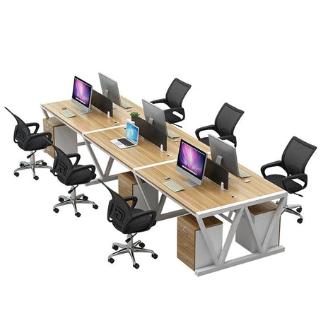 オフィスデスク　オフィステーブル　ワークテーブル　木目調　配線穴付き　引出し付き　錠付き　シンプル　ホワイト　ナチュラル　カスタマイズ可能