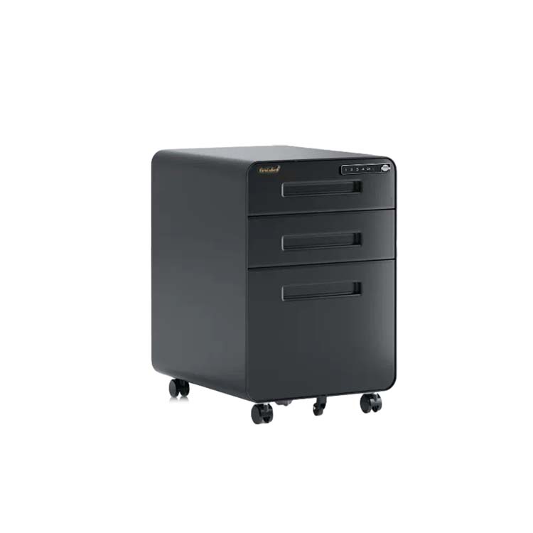 木製書庫　ワゴン　オフィスワゴン　サイドワゴン　タッチパネル式電子ロック　スライドレール　エコ素材　シンプル　ホワイト　ブラック　CWG-M-038