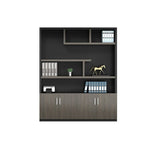 木製書庫木製キャビネット　本棚　キャビネット　オフィス家具　高耐荷重　大容量収納スペース　北欧　シンプル　グレー　CWG-030