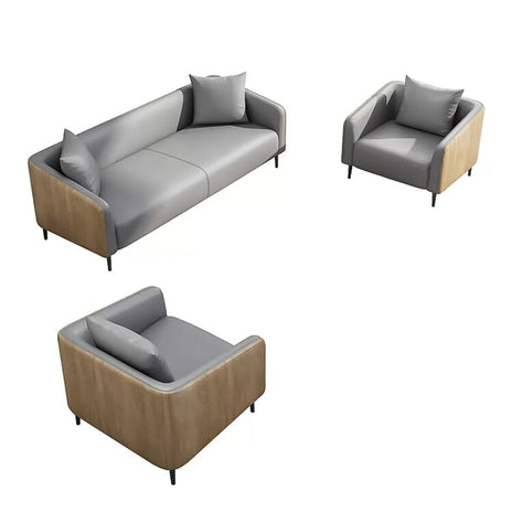 応接ソファー 　オフィスソファー　ソファー　人間工学　木目調　３A級炭素鋼脚　シンプル　グレー　カスタマイズ可能　metamall