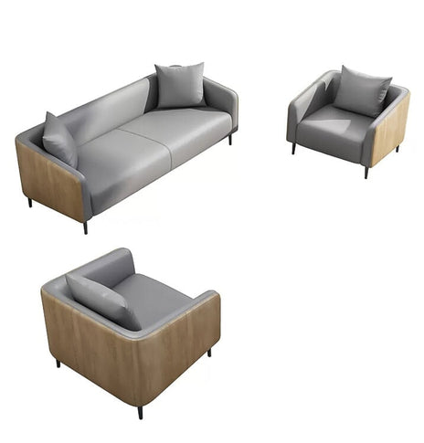 応接ソファー 　オフィスソファー　ソファー　人間工学　木目調　３A級炭素鋼脚　シンプル　グレー　カスタマイズ可能　metamall