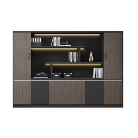 本棚　木製書庫　キャビネット　収納棚　オフィス家具　事務所　木製　収納　木目調　おしゃれ　ウォールナット　グレー　ナチュラル　CWG-M-039