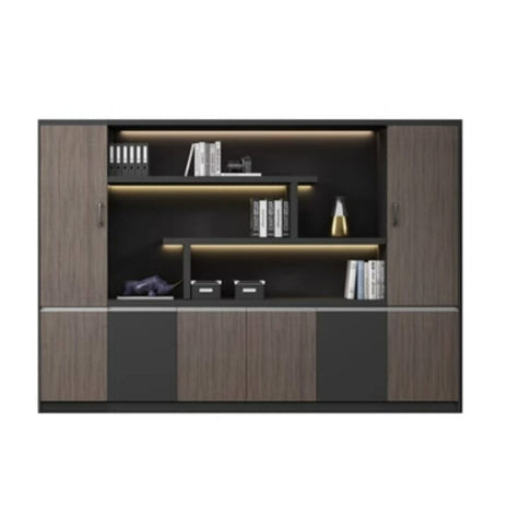 本棚　木製書庫　キャビネット　収納棚　オフィス家具　事務所　木製　収納　木目調　おしゃれ　ウォールナット　グレー　ナチュラル　CWG-M-039