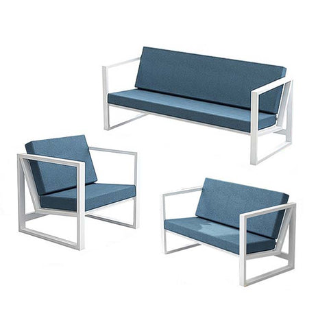 北欧風アームソファ　受付ソファー　喫茶店　休憩室　スチールフレーム　焼付塗装　ウレタンフォーム　シンプル　ブルー　カスタマイズ可能　JDSF-M-050