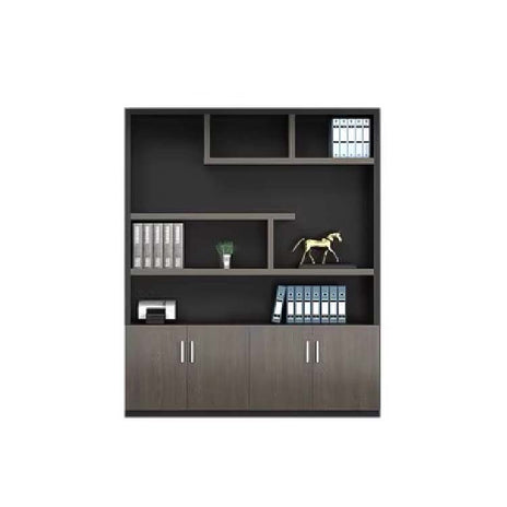 収納キャビネット　分類収納　ファイリングキャビネット　木製書庫　本棚　収納棚　オフィス家具　事務所　大容量収納スペース　ブラック　カスタマイズ可能　CWG-M-046