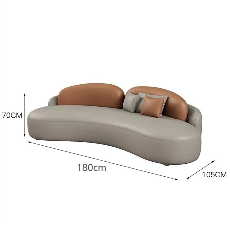 オフィスソファ　受付ソファー　オフィス用具　ナッパレザー生地　クッション材　ノルディック　ライトブラウン　グレー　カスタマイズ可能　JDSF-M-025
