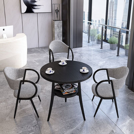 応接テーブル テーブル　収納付き丸テーブル　チェアセット　応接セット  白テーブル　黒テーブル　カラフルチェア　JDZH-K-002